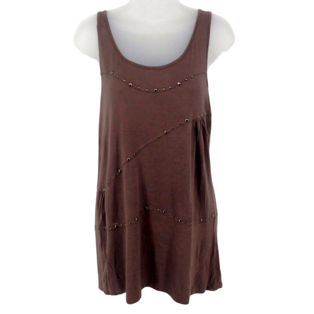 Mystree Brown Studded‎ Racer-back Tank Top